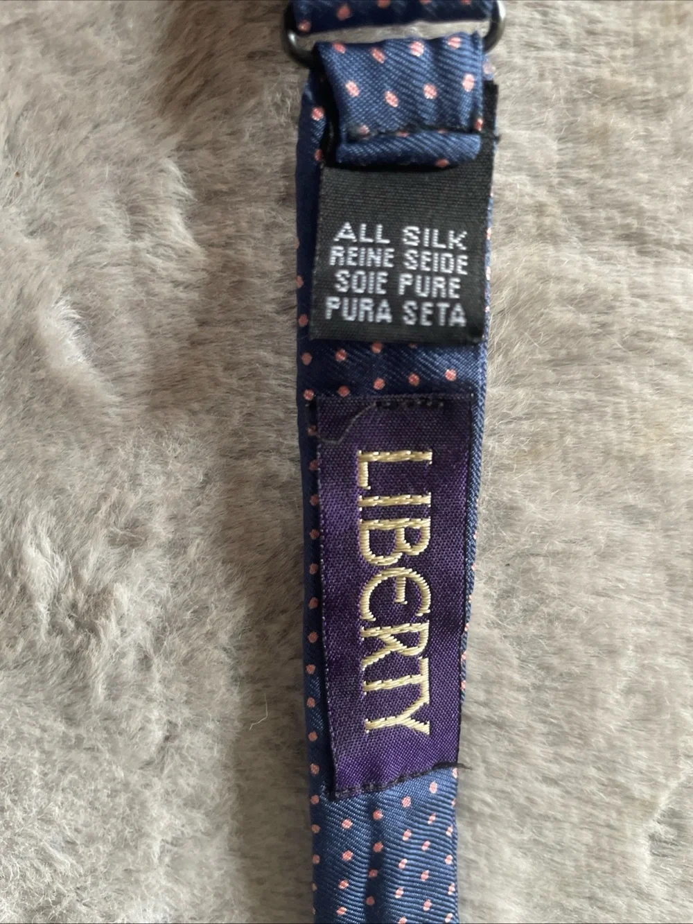 liberty Navy Blue Polka Dot Self-Tie Bow Tie silk